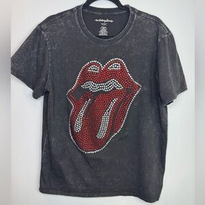 The Rollings Stones rhinestones Graphic T-Shirt logo size large embellish
